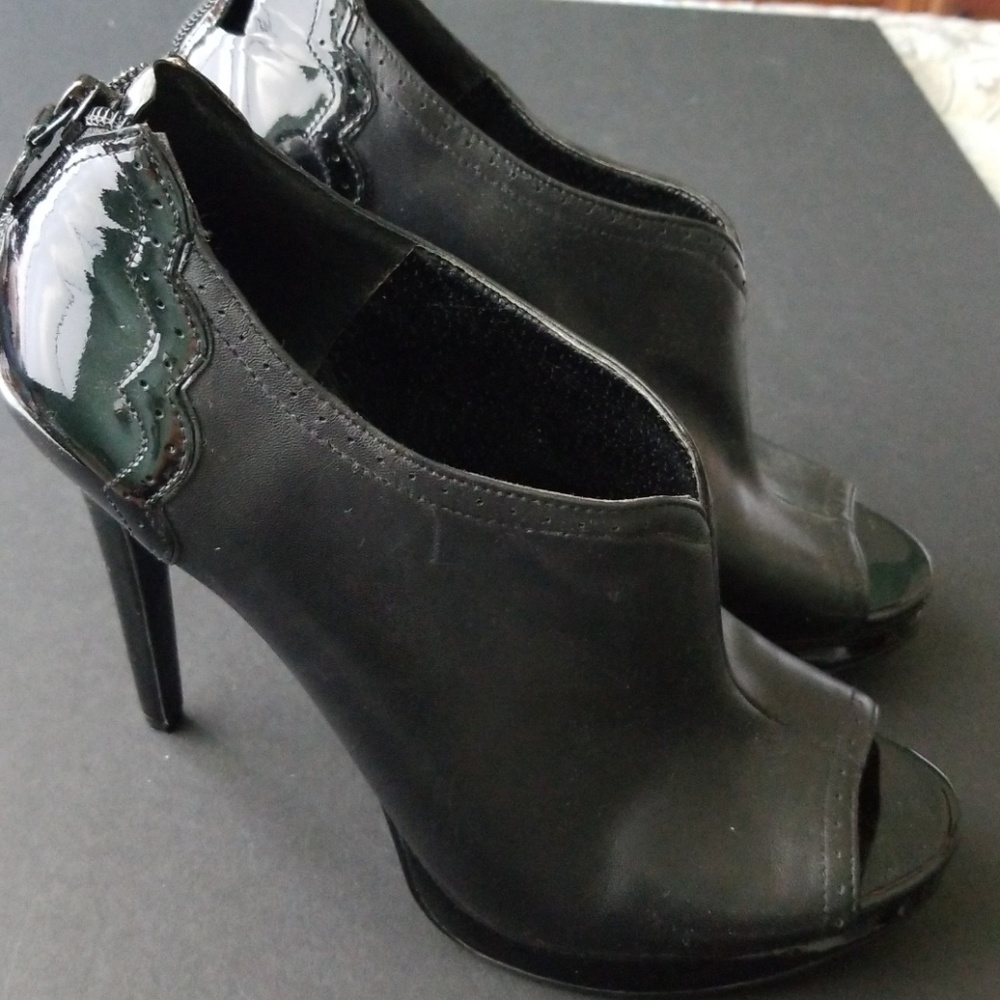 Leather Platform Peep Toe Heel